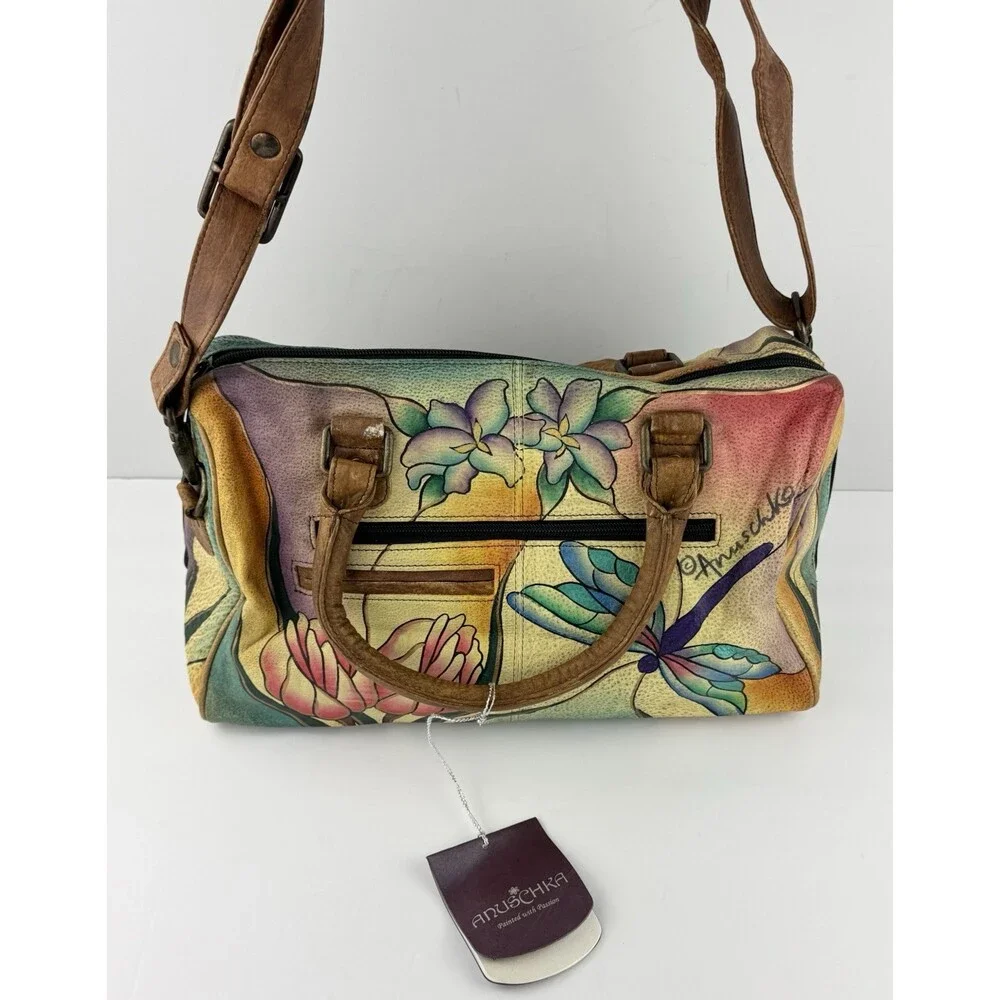 Anuska Zip Around Satchel With Cross Body Strap and 2 handles New With Tags
